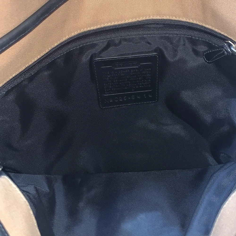 Gently Loved Tan Canvas Leather Laptop Crossbody Messenger Bag by COACH